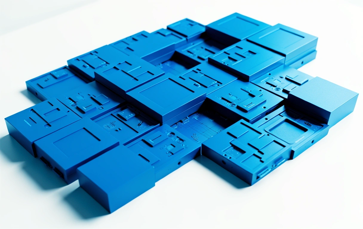 Assembly of technological blocks
